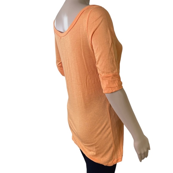 Splendid Orange Tee Shirt with Wide Round Neck & Elbow Length Sleeves Size M - Picture 5 of 9